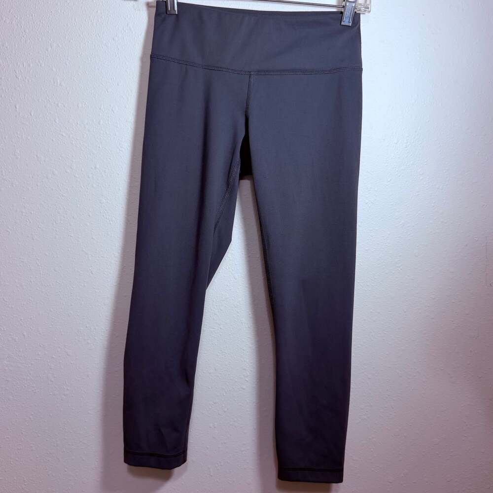 Yogalicious Women's XS Charcoal Gray Lattice Lace Up Ankle Crop Leggings